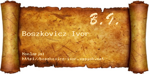 Boszkovicz Ivor névjegykártya